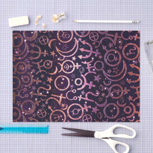 Paarse Glittery Planetary Universe Space Planets Tissuepapier (Craft)