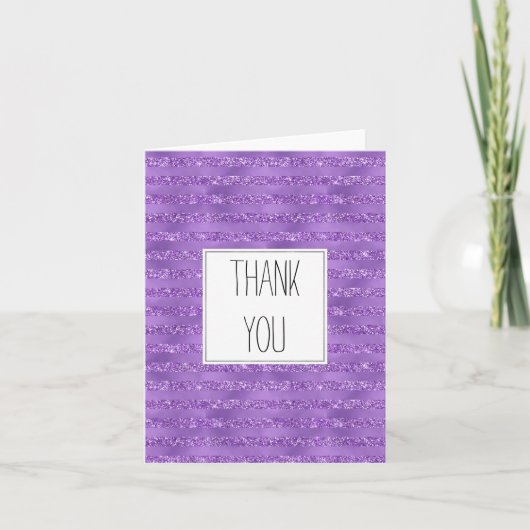 Paarse Glittery Stripes Bedankt (Voorkant)