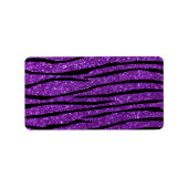 Paarse glitterzebralijnen etiket (Voorkant)