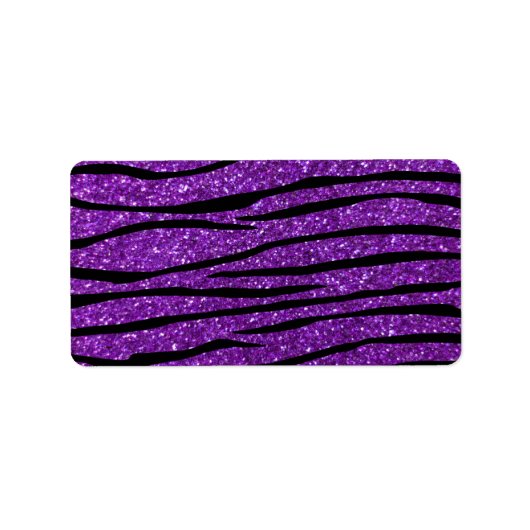 Paarse glitterzebralijnen etiket (Voorkant)