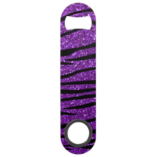 Paarse glitterzebralijnen speed flessenopener (Voorkant)