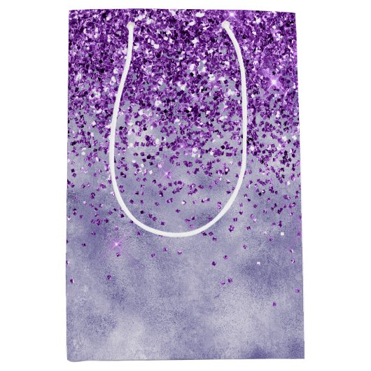Paarse Glitz Glitter Medium Cadeauzakje (Voorkant)