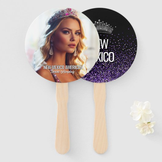 Paarse Glitz Pageant Fan Wavers - Set van Fans Handwaaier (Voorkant en achterkant)