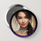 Paarse Glitz Pageant Foto Button Pin (Voorkant /achterkant)