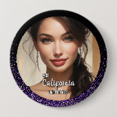 Paarse Glitz Pageant Foto Button Pin (Voorkant)