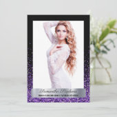 Paarse Glitz Shimmer Optocht Handtekening Kaart (Staand voorkant)