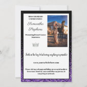 Paarse Glitz Shimmer Optocht Handtekening Kaart (Achterkant)