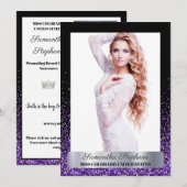 Paarse Glitz Shimmer Optocht Handtekening Kaart (Voorkant / Achterkant)