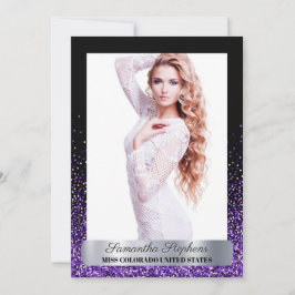 Paarse Glitz Shimmer Wedstrijd Autogramkaart Kaart