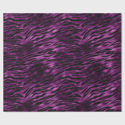 Paarse Glitz Zebra Print Cadeaupapier (Vlak)