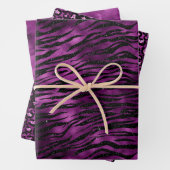 Paarse Glitz Zebra Print Inpakpapier Vel (In situ)