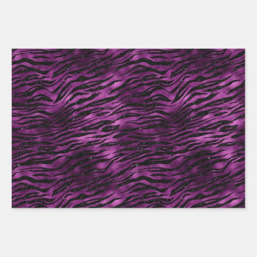 Paarse Glitz Zebra Print Inpakpapier Vel (Voorkant)