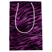 Paarse Glitz Zebra Print Medium Cadeauzakje (Voorkant)