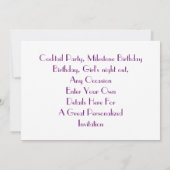 Paarse Glitzy Girly Time to Party Personalized Kaart (Achterkant)