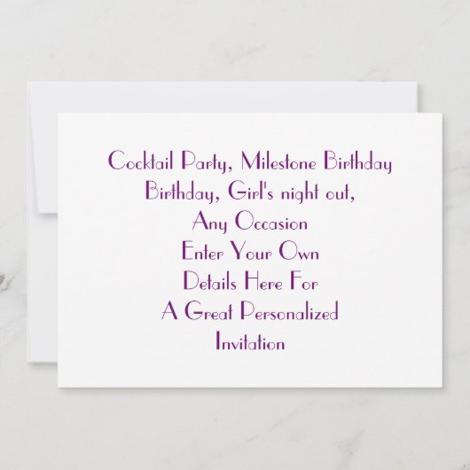 Paarse Glitzy Girly Time to Party Personalized Kaart (Achterkant)