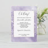 Paarse Glitzy Glitter Baby shower Kaart (Staand voorkant)