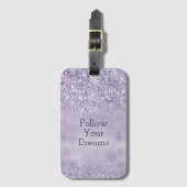 Paarse Glitzy Glitter Bagagelabel (Voorkant (verticaal))