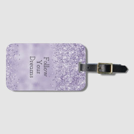 Paarse Glitzy Glitter    Bagagelabel