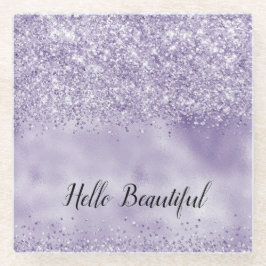 Paarse Glitzy Glitter Glazen Onderzetter