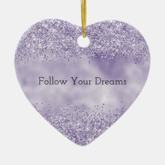 Paarse Glitzy Glitter Keramisch Ornament (Voorkant)