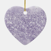 Paarse Glitzy Glitter Keramisch Ornament (Achterkant)