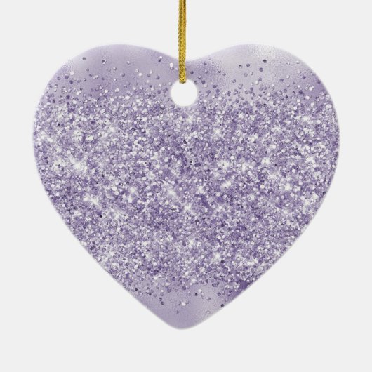 Paarse Glitzy Glitter Keramisch Ornament (Achterkant)