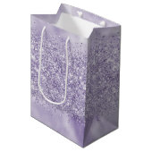 Paarse Glitzy Glitter Medium Cadeauzakje (Voorkant Gekanteld)