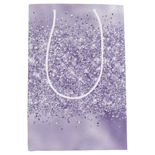 Paarse Glitzy Glitter Medium Cadeauzakje (Voorkant)