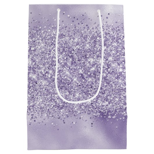 Paarse Glitzy Glitter Medium Cadeauzakje (Achterkant)