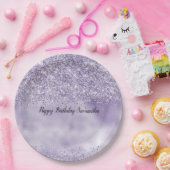 Paarse Glitzy Glitter Papieren Bordje (Feest)