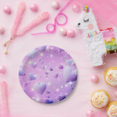 Paarse Gloed Hart Papieren Bordje (Feest)