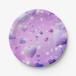 Paarse gloed hart papieren bordje