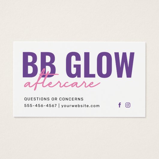 Paarse gloed na Kaart voor zorginstructie (Voorkant)