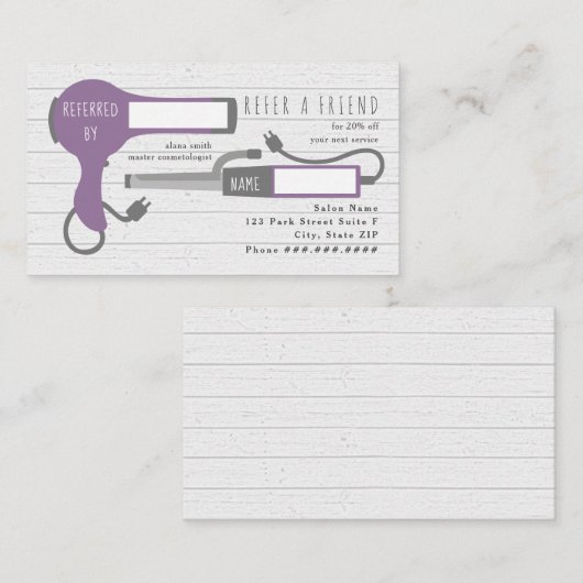 Paarse gloeddroger + verzegeling ijzerzouten visitekaartje (Voorkant / Achterkant)