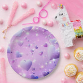 Paarse Gloeiende Hart Borden Papieren Bordje (Feest)