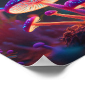 Paarse gloeiende paddenstoelen poster (Hoek)