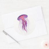 Paarse gloeikwal ronde sticker (Envelop)