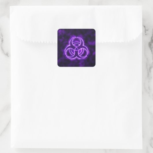 Paarse Glow Biohazard Sticker (Tas)