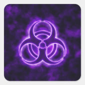 Paarse Glow Biohazard Sticker (Voorkant)