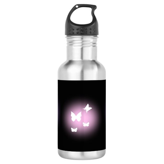 ✨ Paarse Glow & Butterflies 18oz Waterfles (Voorkant)