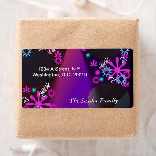 Paarse Glow gepersonaliseerd retouradres Etiket (Insitu)