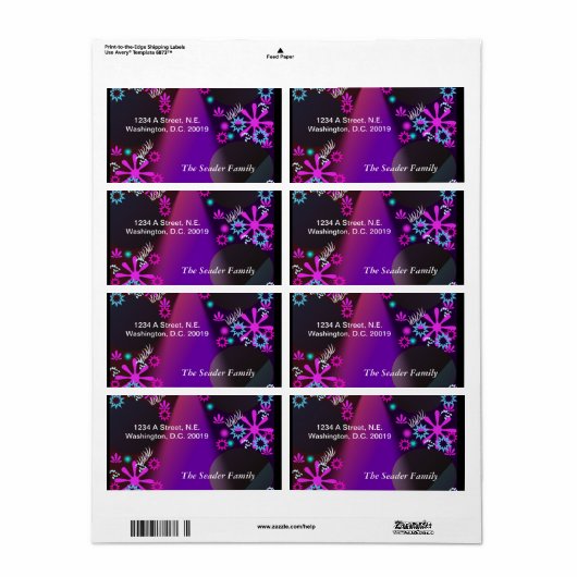 Paarse Glow gepersonaliseerd retouradres Etiket (Full Sheet)