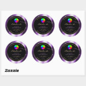 Paarse Glow Glitter Lijst Productlabel met Logo Ronde Sticker (Vel)