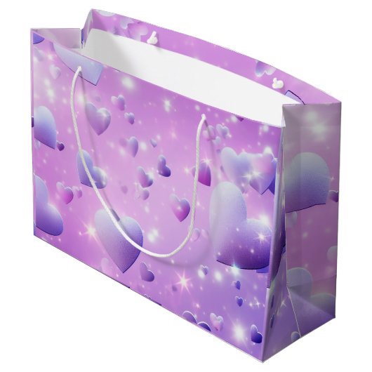 Paarse Glow Hart Cadeautas (Achterkant Gekanteld)