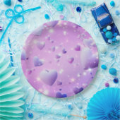 Paarse Glow Hart Papieren Bordje (Feest)