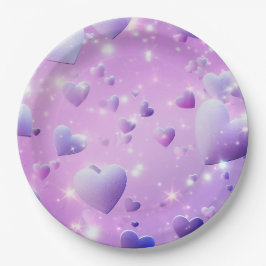 Paarse Glow Hart Papieren Bordje