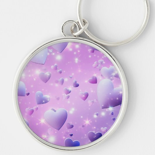 Paarse Glow Hart Sleutelhanger (Voorkant)