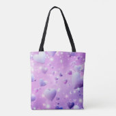 Paarse Glow Heart Canvas tas (Achterkant)