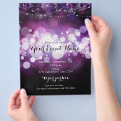 Paarse Glow Sparkle Lights Glam Party Event Flyer (Hand)
