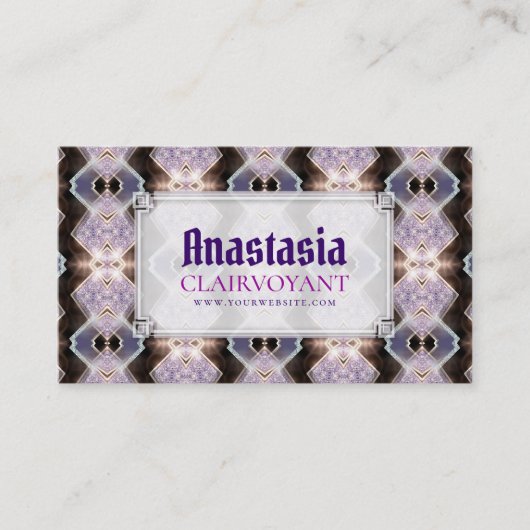 Paarse Glow Sparkly Energy Visitekaartjes (Voorkant)